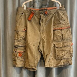 Abercrombie & Fitch Men's Cargo Shorts in Tan with Orange Trim